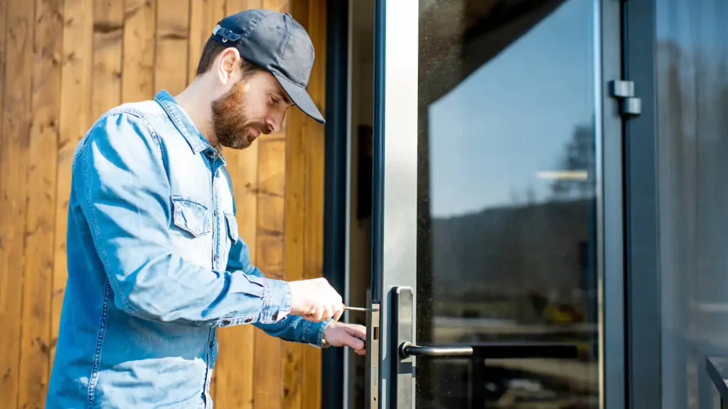 locksmith repairing door lock Selby
